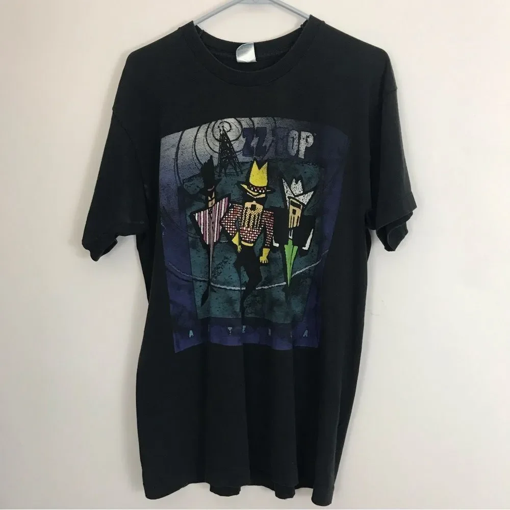 Vintage 90s Original ZZ Top Antenna World Tour Concert Band Tee Tshirt Sz Large